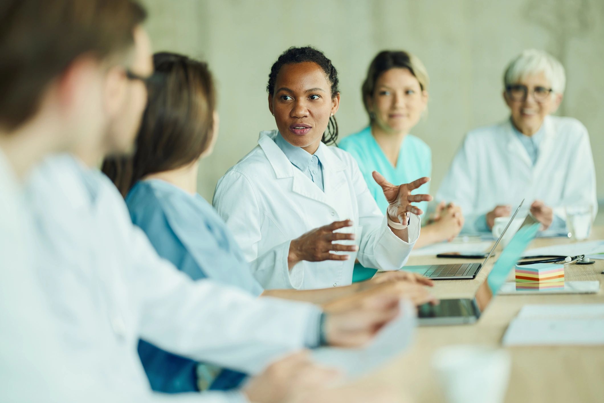 Radiology team meeting in a hospital
