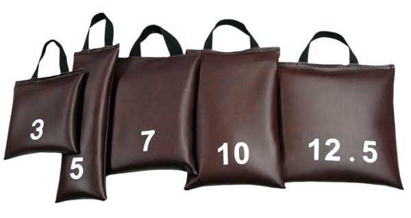 MR Safe sandbags with handles. Weights 3, 5, 7, 10, and 12.5 pounds. Image links to product page.