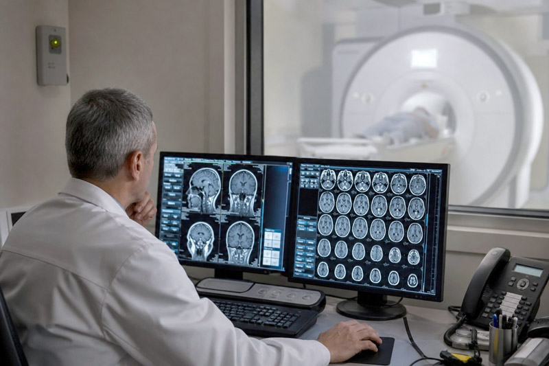 MR Personnel Performing Head Scan